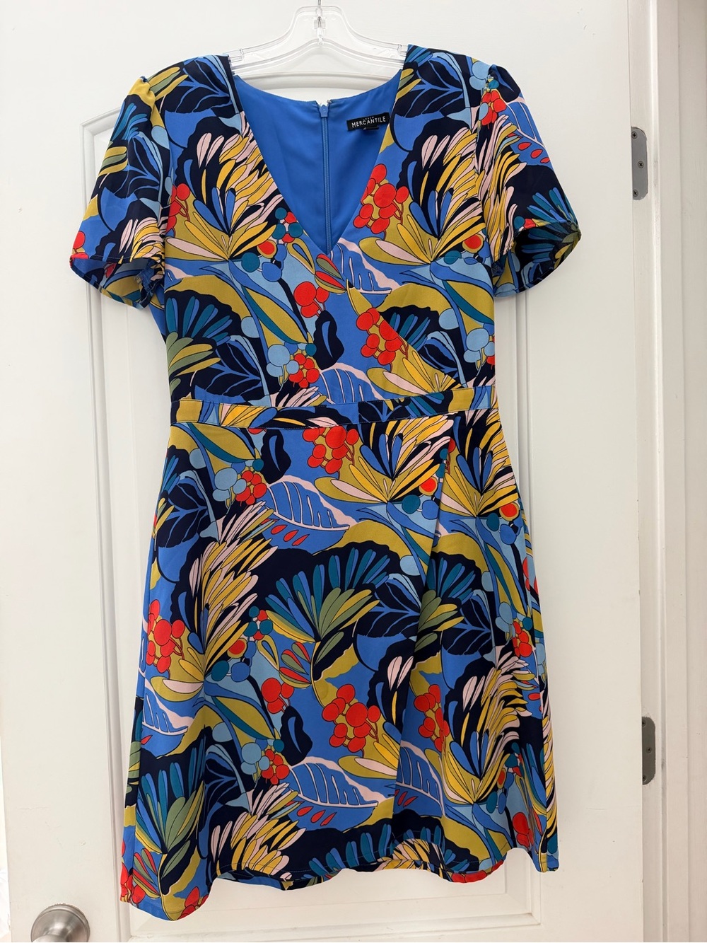 J.Crew Mercantile Tropical Floral Faux Wrap Dress Size 6 Blue